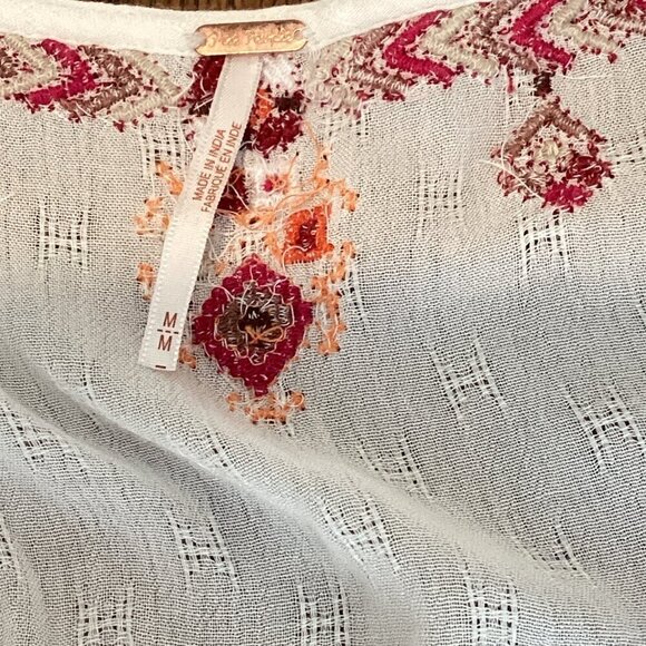 The Arianna Embroidered Tunic by Free People Sz M White #306D - Picture 11 of 12